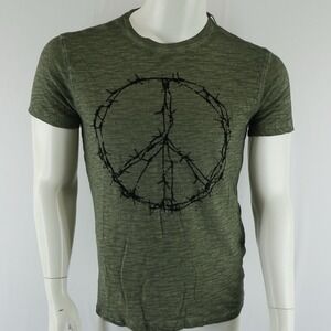 John Varvatos Barbed Wire Peace Sign T Shirt Mens‎ Small Green Retail $128